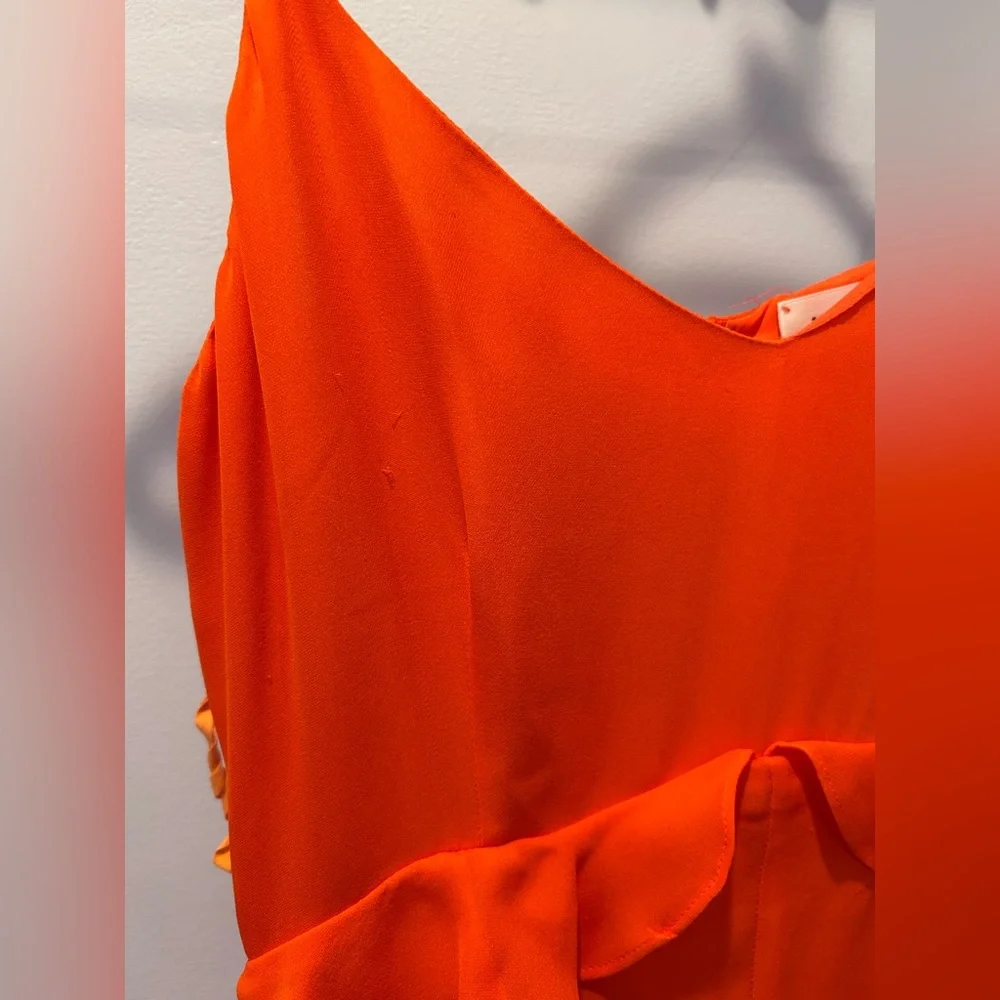 L'agence Silk Orange Ruffle Maxi Dress Size 2 - Picture 3 of 14